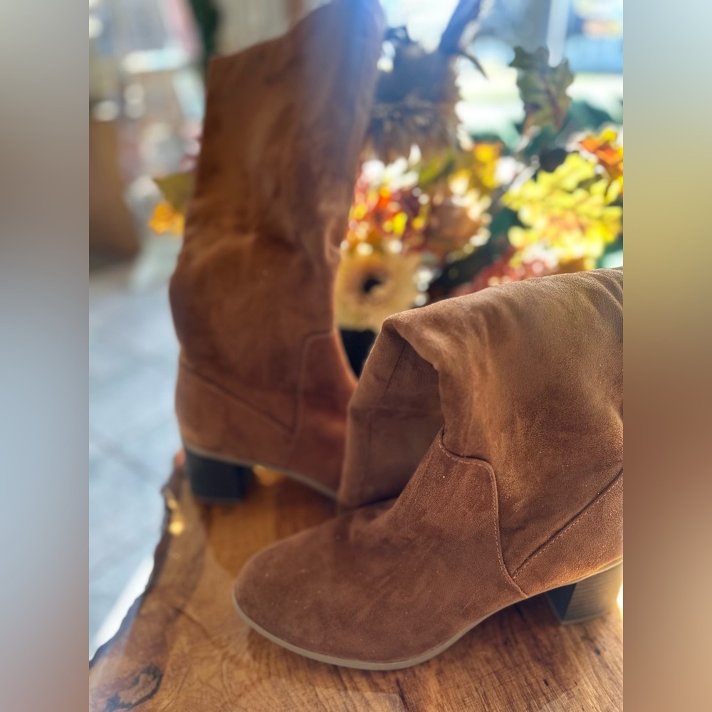 Brown Suede Calf Boots